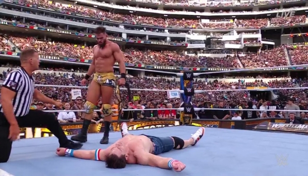 WrestleMania 39 : Austin Theory bat John Cena sur un Low Blow